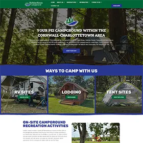 Homepage screenshot of Holiday Haven Campground website—responsive campground web design project in PEI by TrueWeb Media.